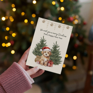 Kerstkaart We woof you